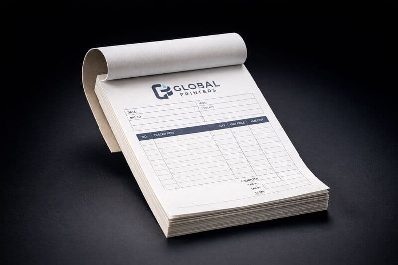 Numbered duplicate invoice billbook with custom branding for a textile supplier